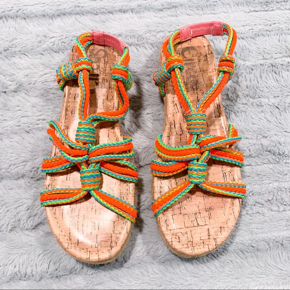 Circus Sam Edelman Neon Athena Bright Colorful Funky Espadrille Rope Sandals 6 - Picture 3 of 7